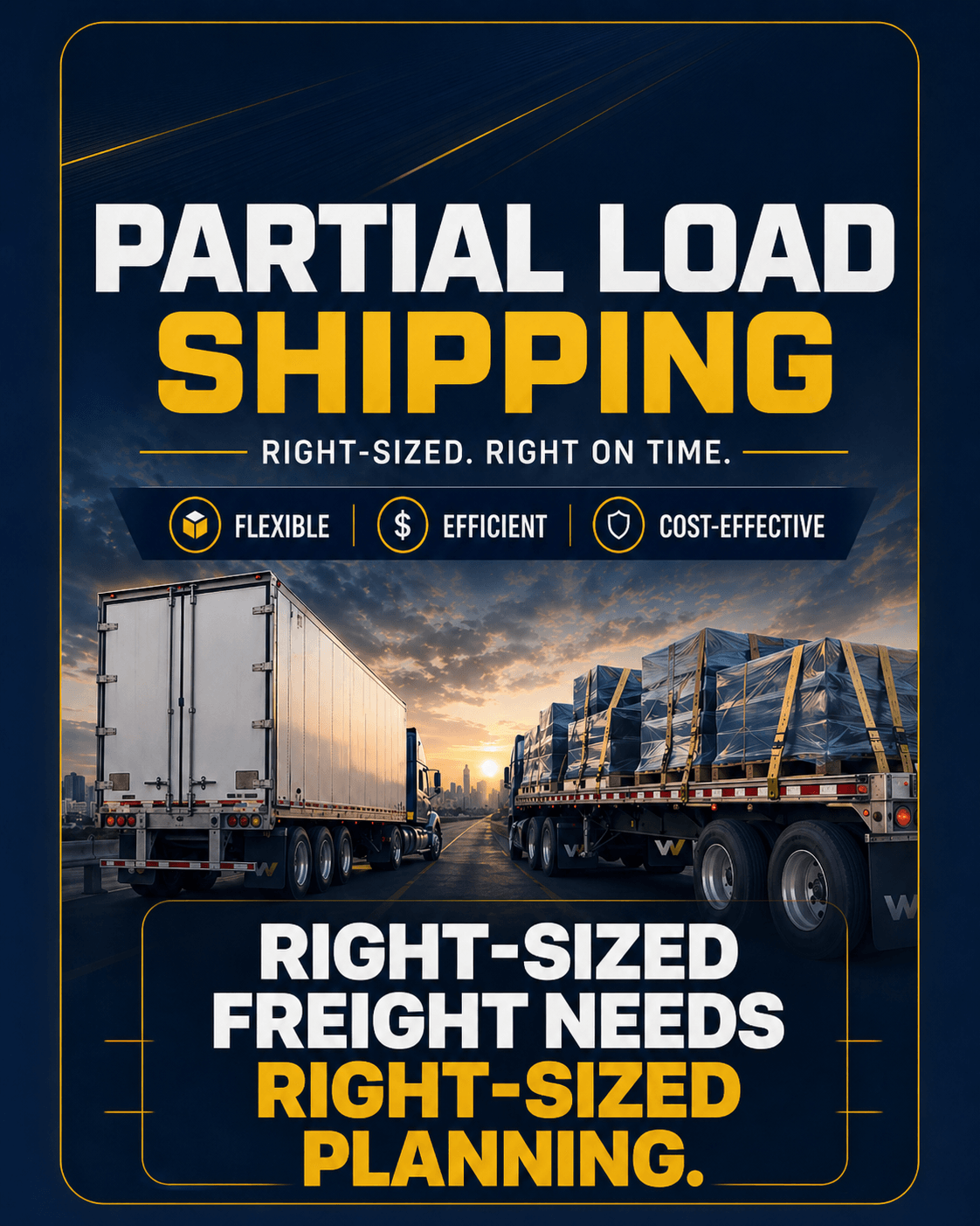 Partial load shipping for van and flatbed freight